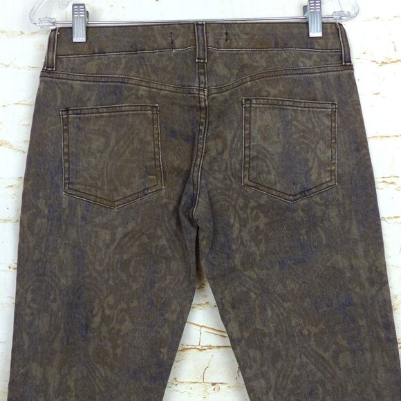 Just Cavalli Jeans Y2K Women 29 Brown Baroque Paisley Print Stretch Skinny Italy - Picture 12 of 15